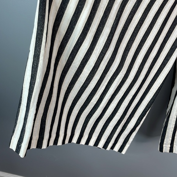 Coastal H&M Striped Linen Cropped Wide Leg High Waist Culottes Pants Pleated 10 - Picture 5 of 12